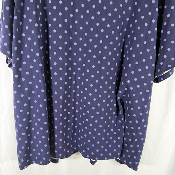Isaac Mizrahi Live Shirt Women's 4X Blue Polka Dot Short Sleeve Stretchy - Picture 9 of 9